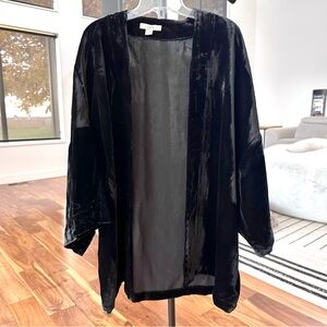 LOFT Black Velvet Cape Jacket